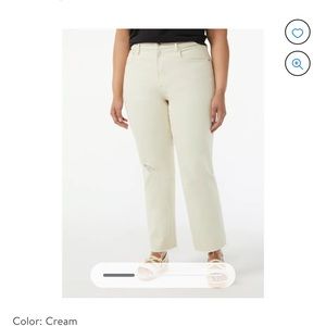 Super high rise straight cream, size 6, distressed